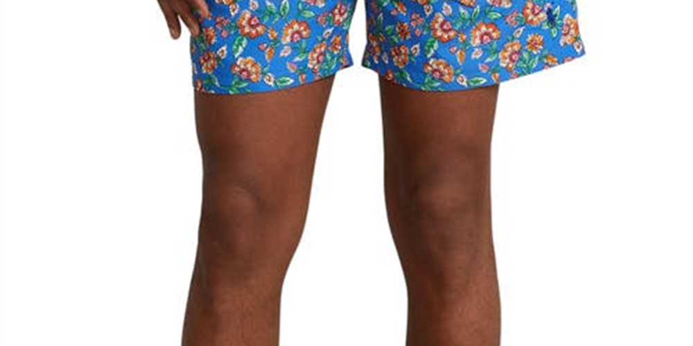 Calção de banho Ralph Lauren Traveler Floral em poliéster reciclado, tamanho extragrande, azul, masculino