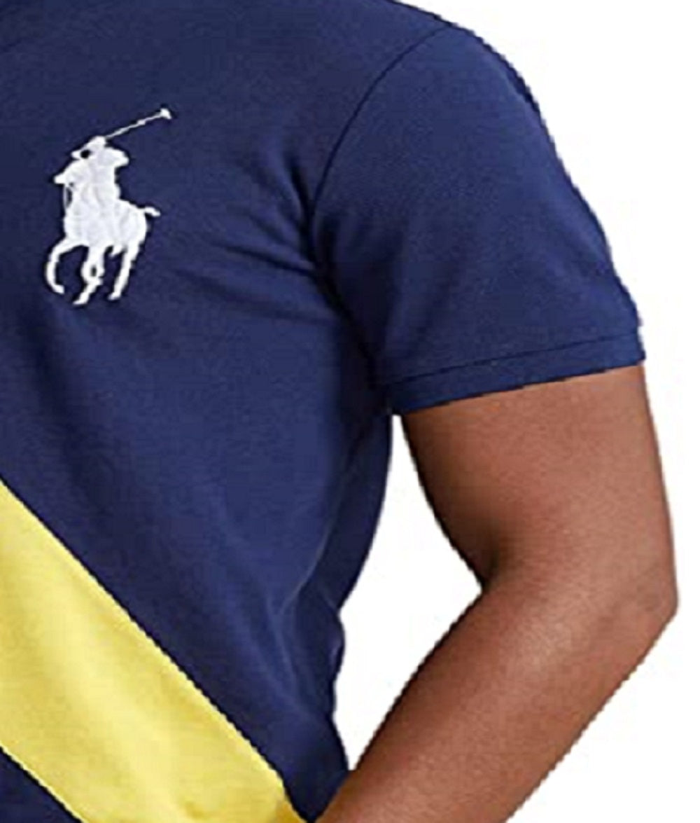 Polo Ralph Lauren Masculino Custom Slim Fit Big Pony Mesh Polo Shirt Azul Tamanho Grande