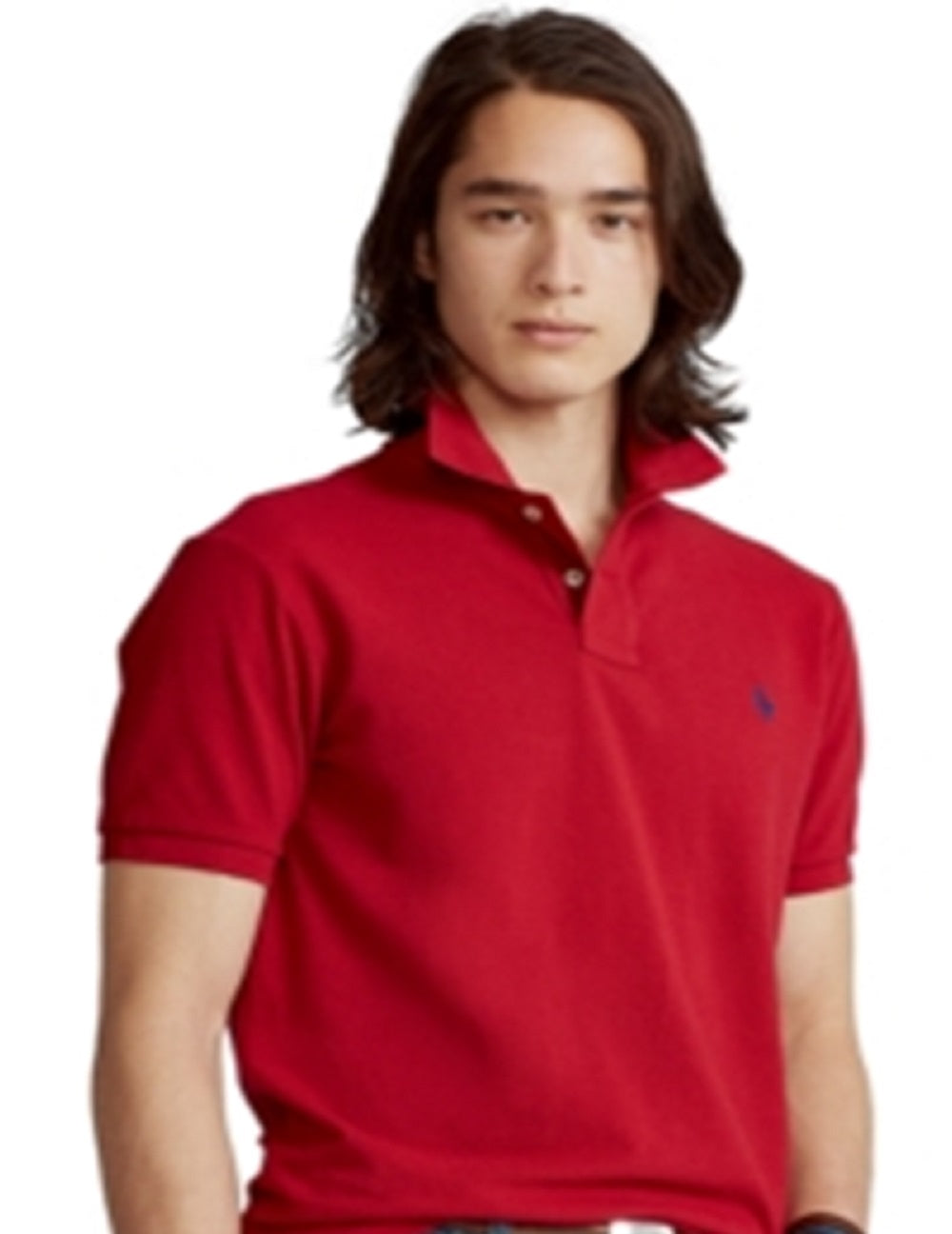 Camisa polo masculina Polo Ralph Lauren Classic Fit Mesh vermelha, tamanho médio
