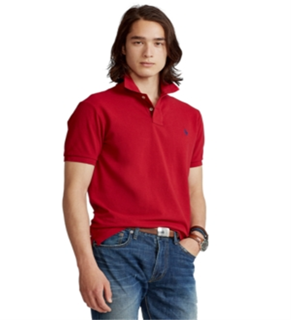 Camisa polo masculina Polo Ralph Lauren Classic Fit Mesh vermelha, tamanho médio
