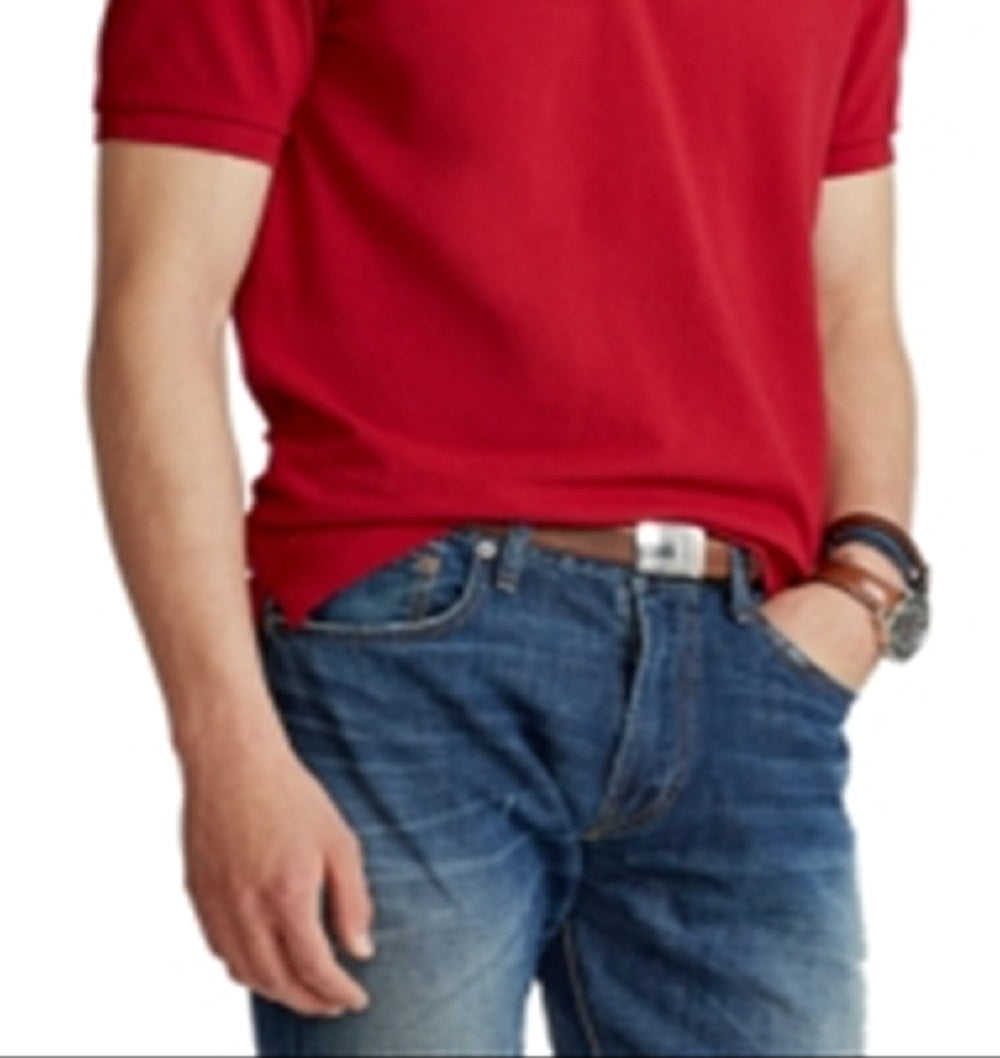 Camisa polo masculina Polo Ralph Lauren Classic Fit Mesh vermelha, tamanho médio