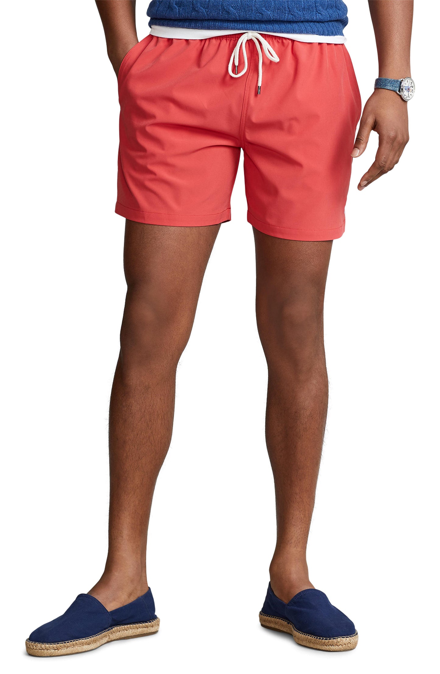 Calção de banho masculino Polo Ralph Lauren Solid Traveler vermelho tamanho médio