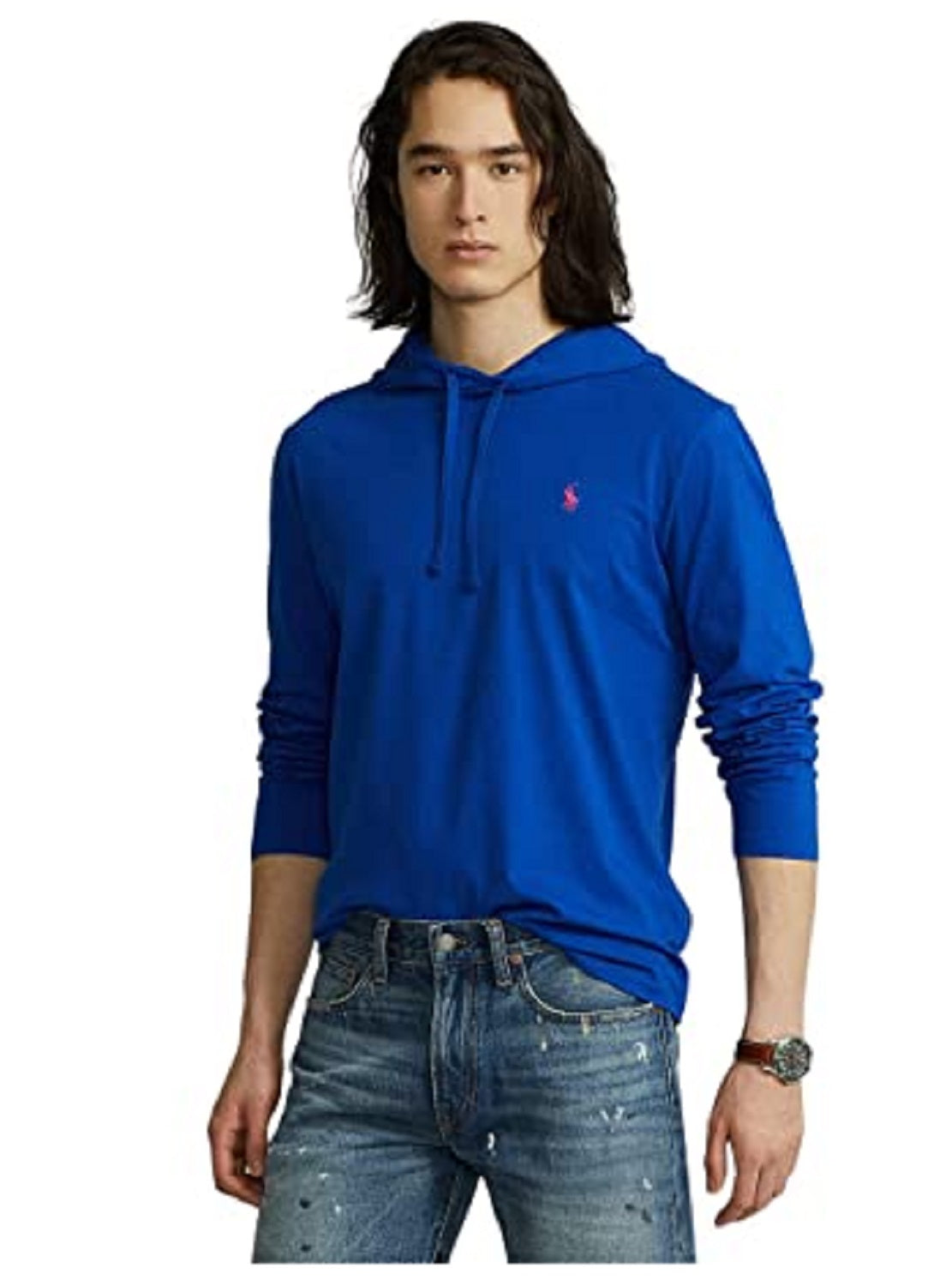 Camiseta Polo Ralph Lauren Masculina com Capuz Azul Tamanho P