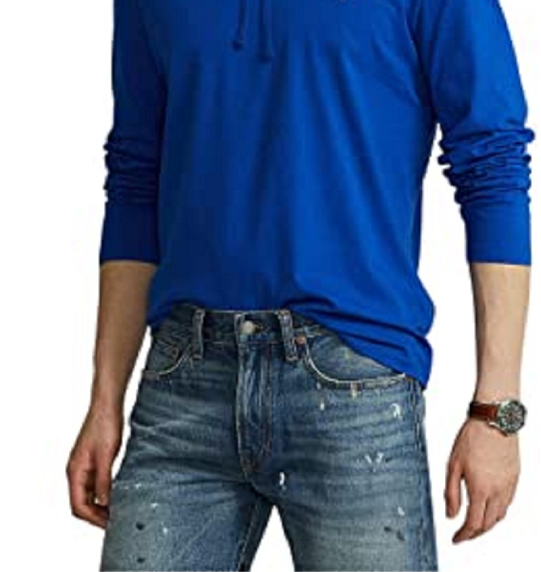 Camiseta Polo Ralph Lauren Masculina com Capuz Azul Tamanho P