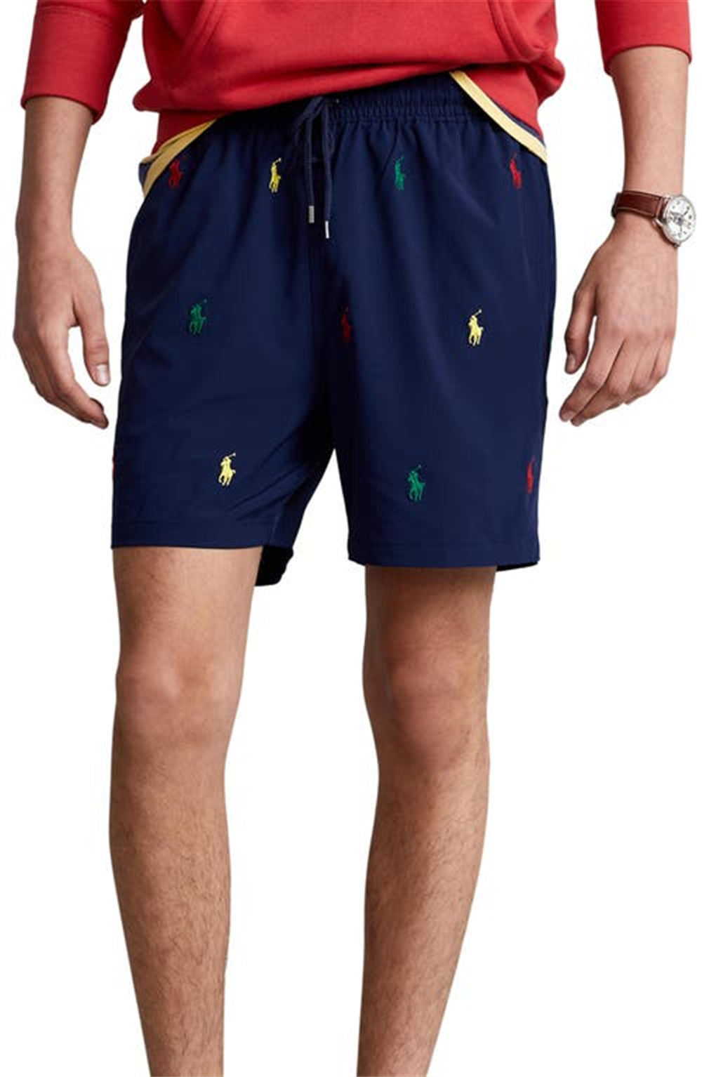 Calção de banho Polo Ralph Lauren Traveler Polo Rider com estampa masculina, azul, tamanho grande