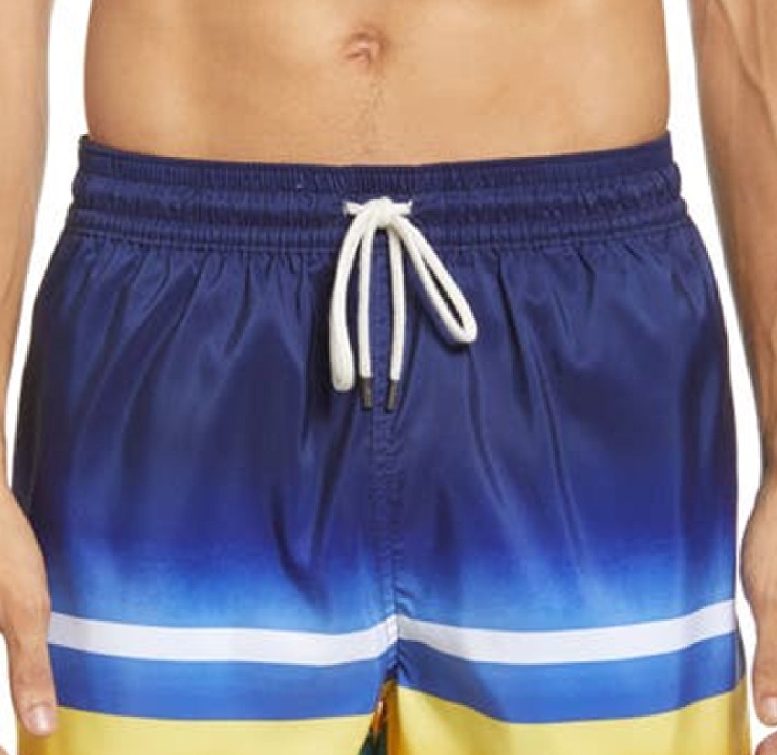 Calção de banho listrado masculino Polo Ralph Lauren, listras sortidas, tamanho grande