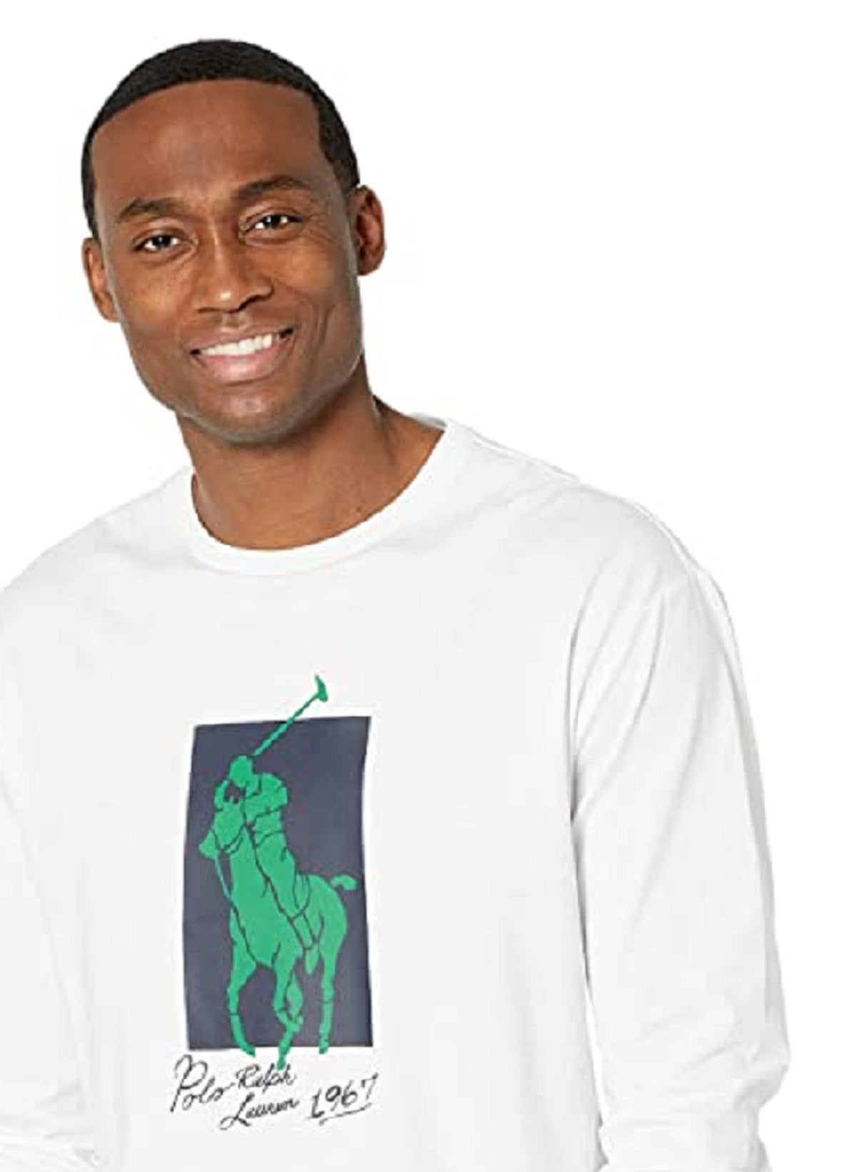 Camiseta Polo Ralph Lauren Masculina Big Pony Classic Fit Jersey Branca Tamanho Grande