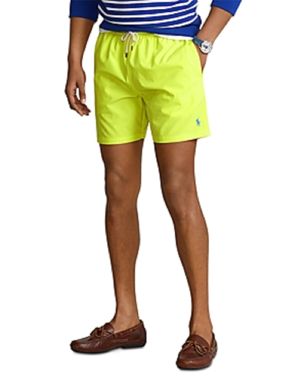 Calção de banho Polo Ralph Lauren Traveler Classic masculino, amarelo, tamanho médio