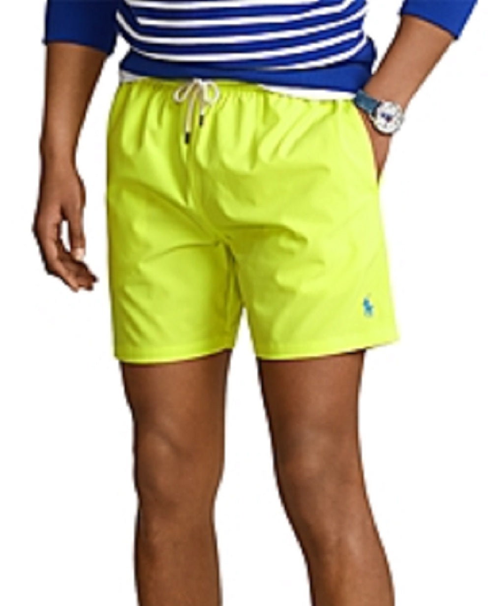 Calção de banho Polo Ralph Lauren Traveler Classic masculino, amarelo, tamanho médio