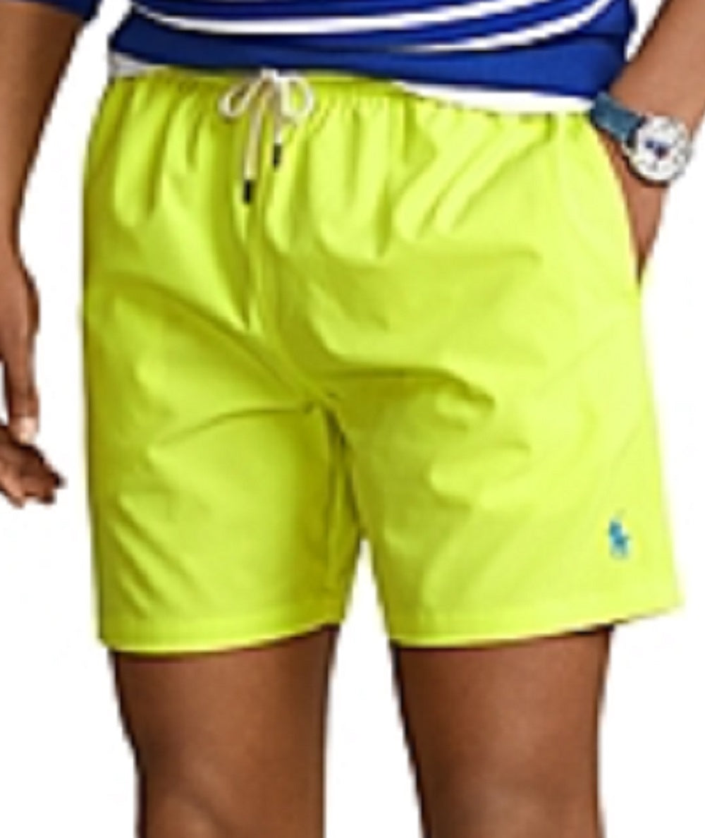 Calção de banho Polo Ralph Lauren Traveler Classic masculino, amarelo, tamanho médio