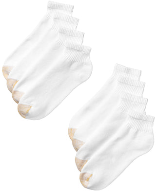 Gold Toe Men's 8 Pack Athletic Quarter Socks White Size 6-12