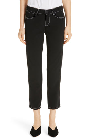 Calça curta Lafayette 148 New York feminina preta Mercer Topstitch tamanho 2