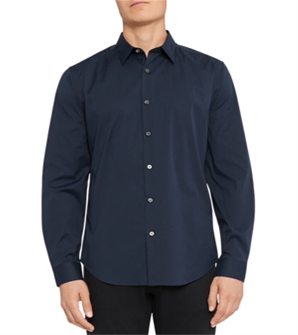 Camisa social masculina Sylvain Wealth da Theory, azul Eclipse, tamanho M