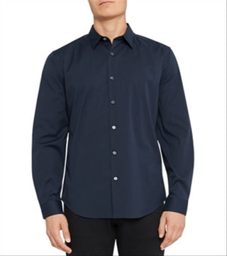 Theory Men's Sylvain Wealth Dress Shirt Eclipse Blue Size M