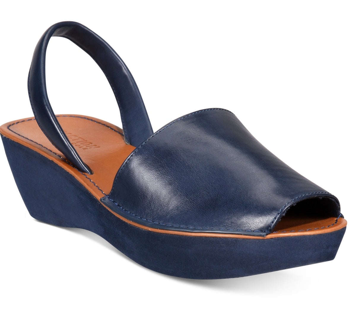 Sandálias femininas Kenneth Cole Reaction com salto fino e salto anabela, tamanho 8,5 M, azul