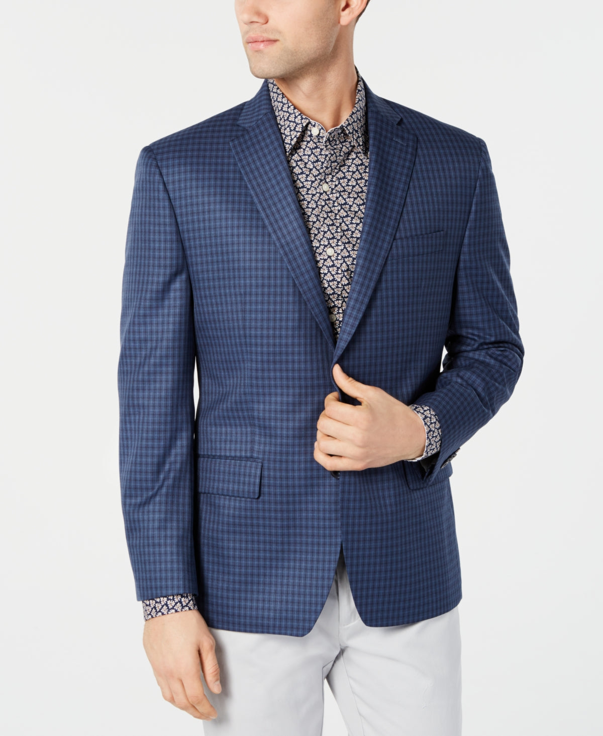 Casaco esportivo xadrez masculino Michael Kors, azul, tamanho 42