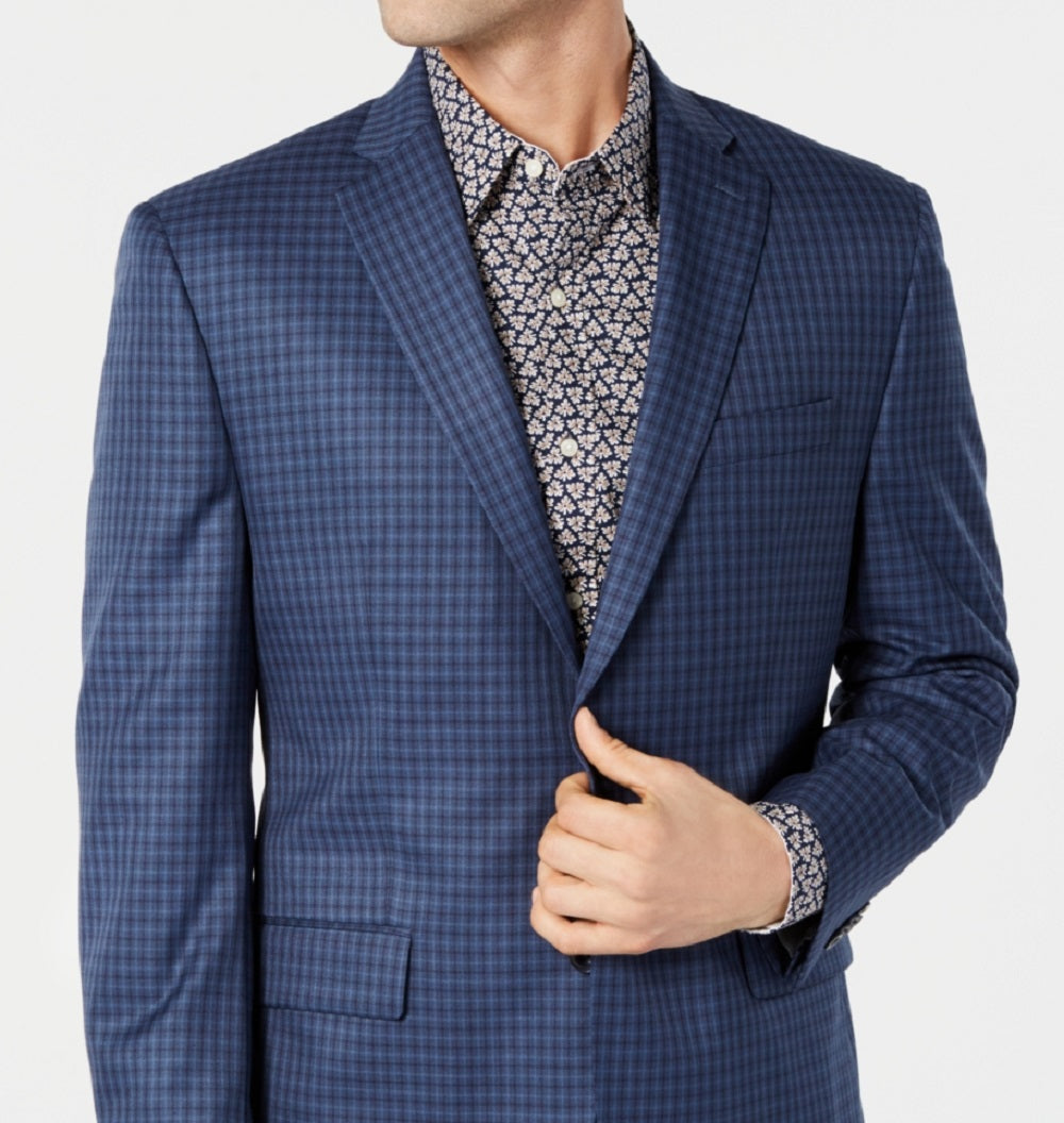 Casaco esportivo xadrez masculino Michael Kors, azul, tamanho 42