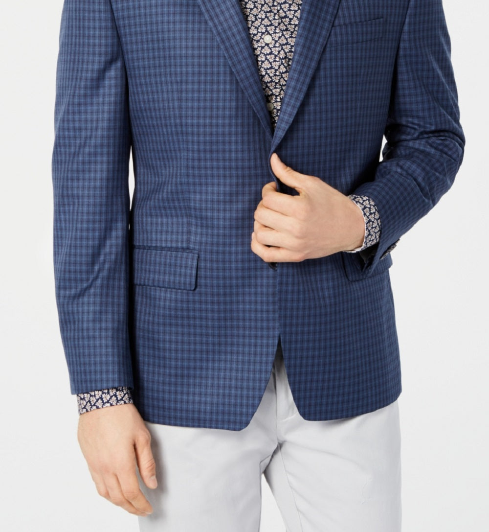 Casaco esportivo xadrez masculino Michael Kors, azul, tamanho 42