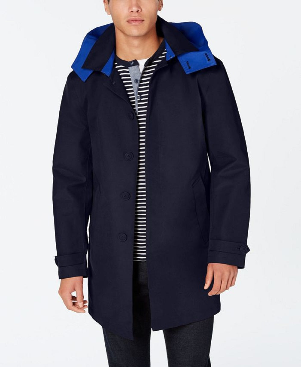 Capa de chuva Tommy Hilfiger Wolf Modern Fit com capuz azul, tamanho 48, masculina