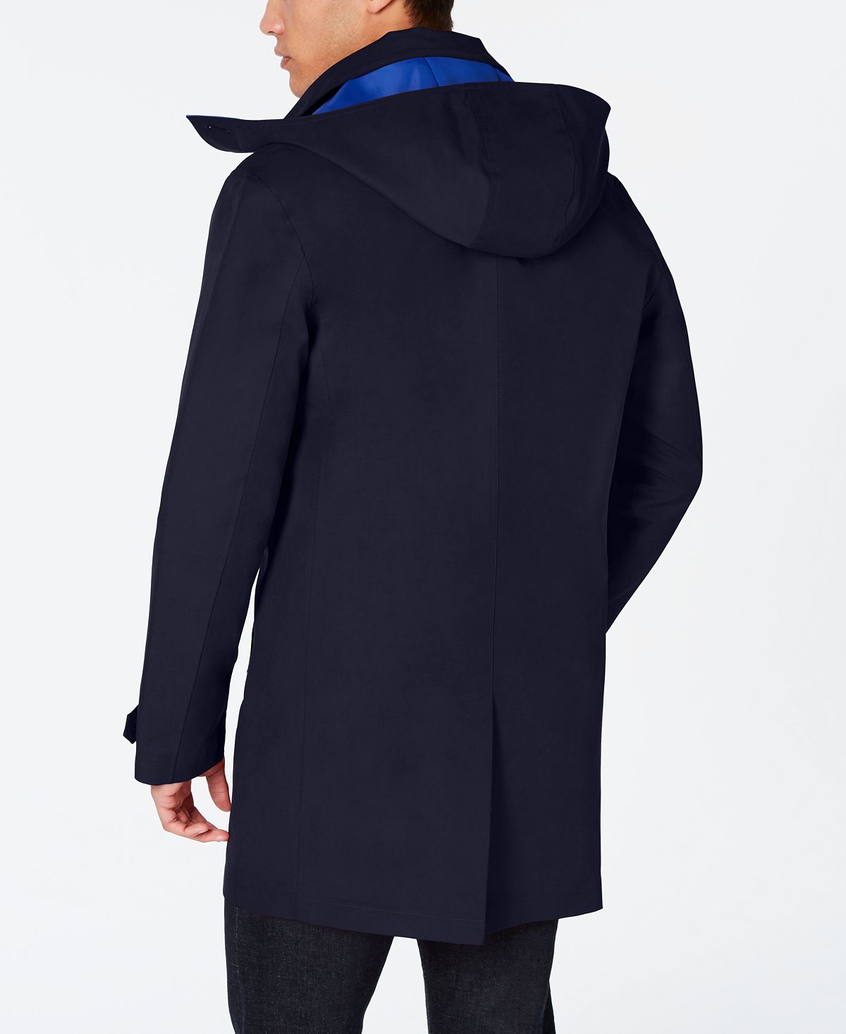 Capa de chuva Tommy Hilfiger Wolf Modern Fit com capuz azul, tamanho 48, masculina
