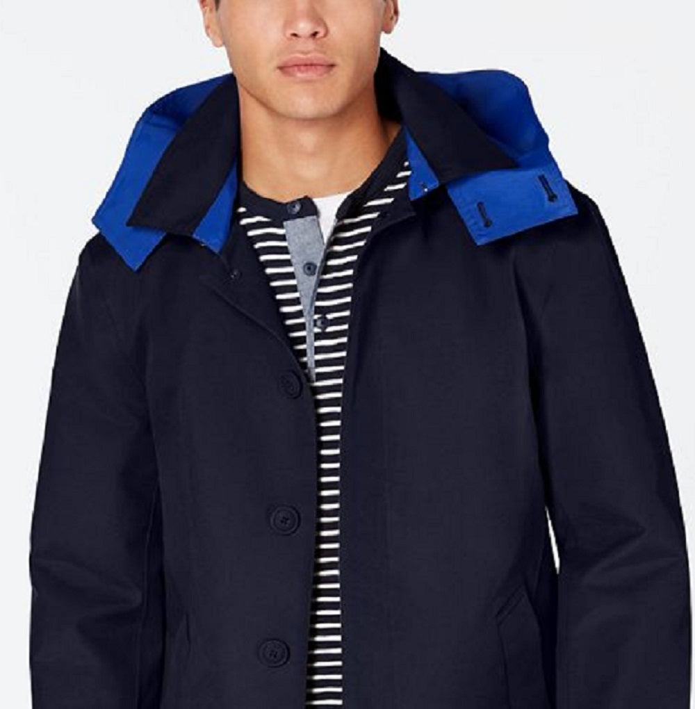 Capa de chuva Tommy Hilfiger Wolf Modern Fit com capuz azul, tamanho 48, masculina