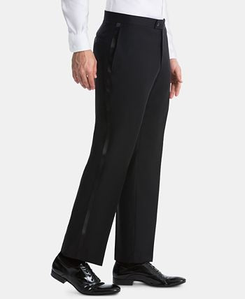 Calça social estilo smoking Ralph Lauren masculina, tamanho grande e alto, preta, tamanho 38x32