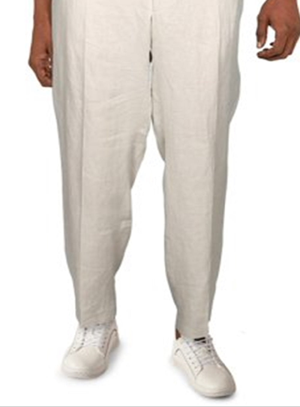 Calça social masculina Ralph Lauren de linho com frente lisa, marrom, tamanho 40x32