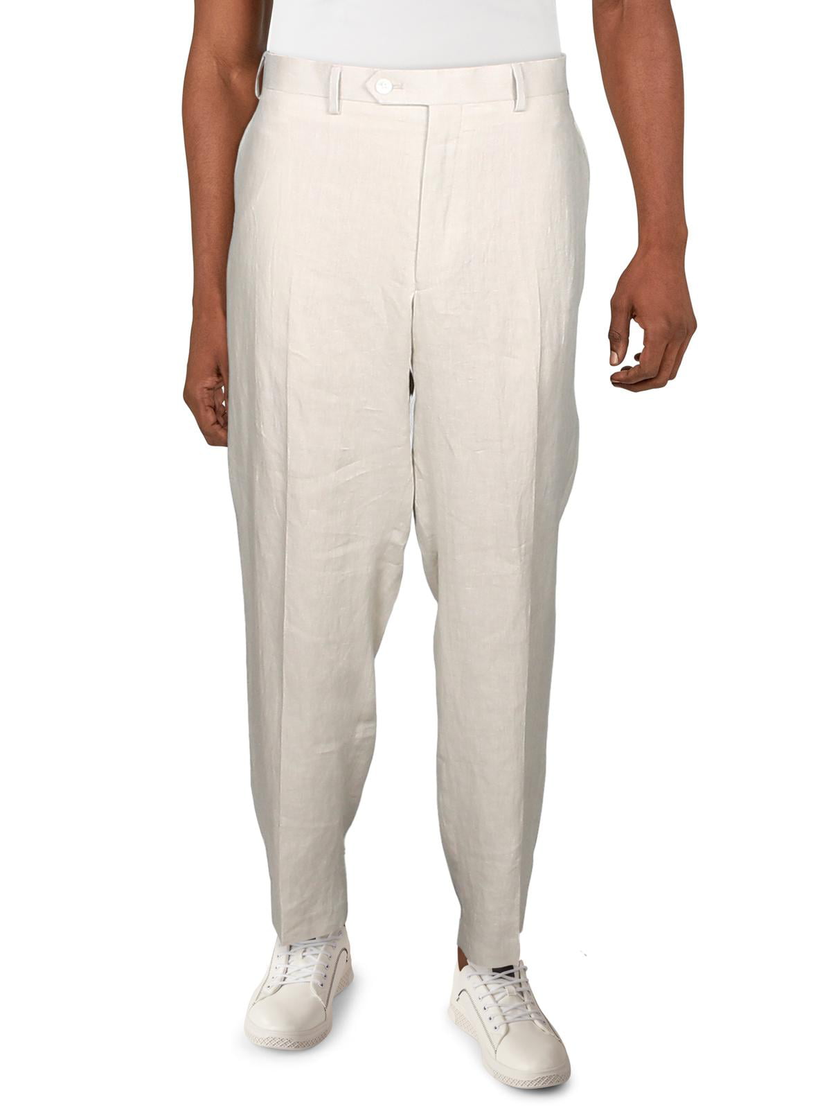 Terno de linho Ralph Lauren masculino, bege, liso, calças separadas, tamanho 42x32