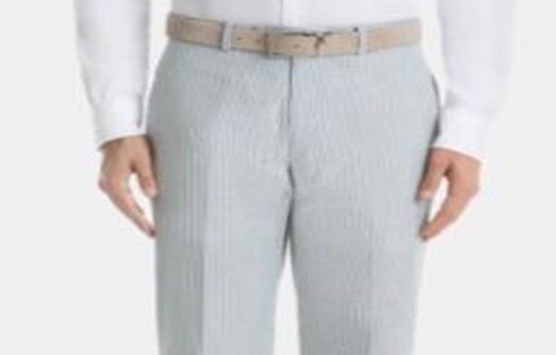 Calça Ralph Lauren Masculina UltraFlex Classic Fit Seersucker Algodão Azul Tamanho 33X32