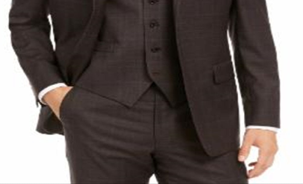 Jaqueta Ralph Lauren Masculina de Lã Xadrez com Abotoamento Único e Janela Marrom Tamanho 50