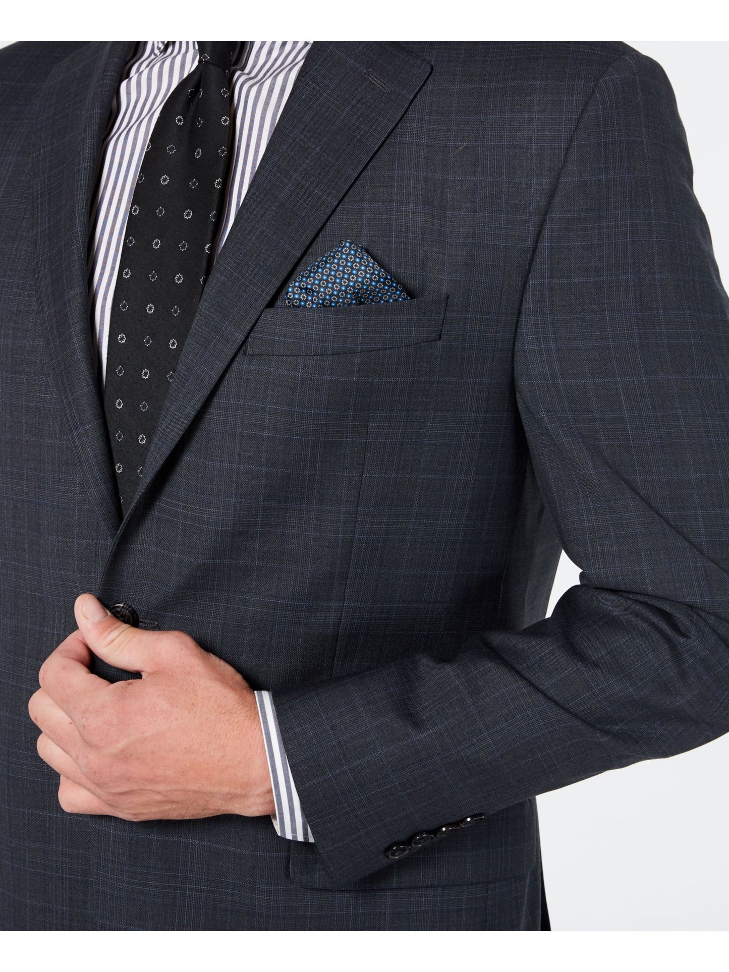 Jaqueta xadrez masculina Ralph Lauren com botões cinza, tamanho 46