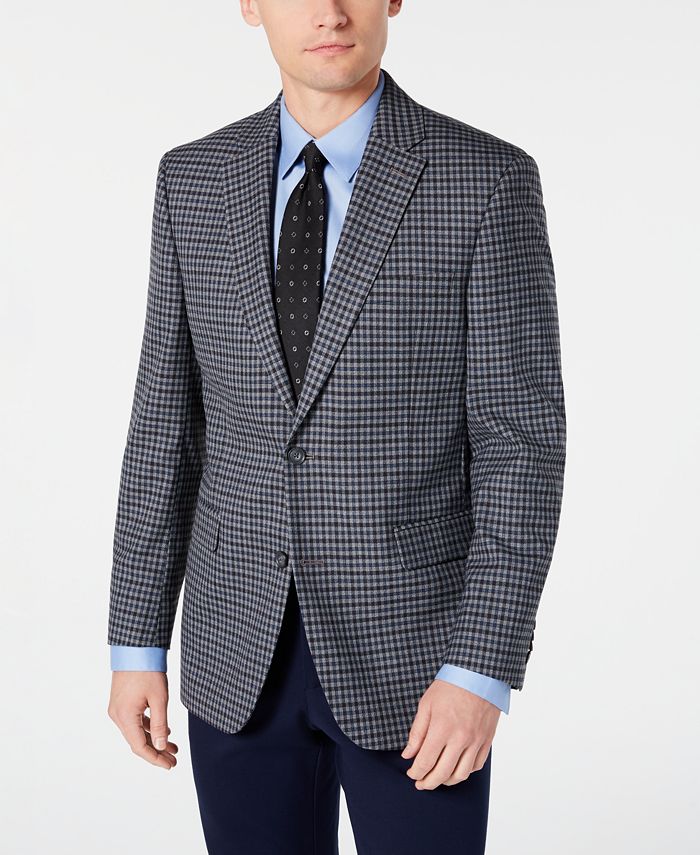 Tommy Hilfiger Jaqueta esportiva xadrez masculina Modern Fit cinza, tamanho 43