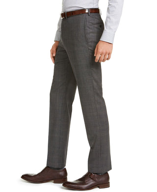 Calça de terno masculina Calvin Klein Slim Fit Stretch Xadrez Cinza Tamanho 38X31