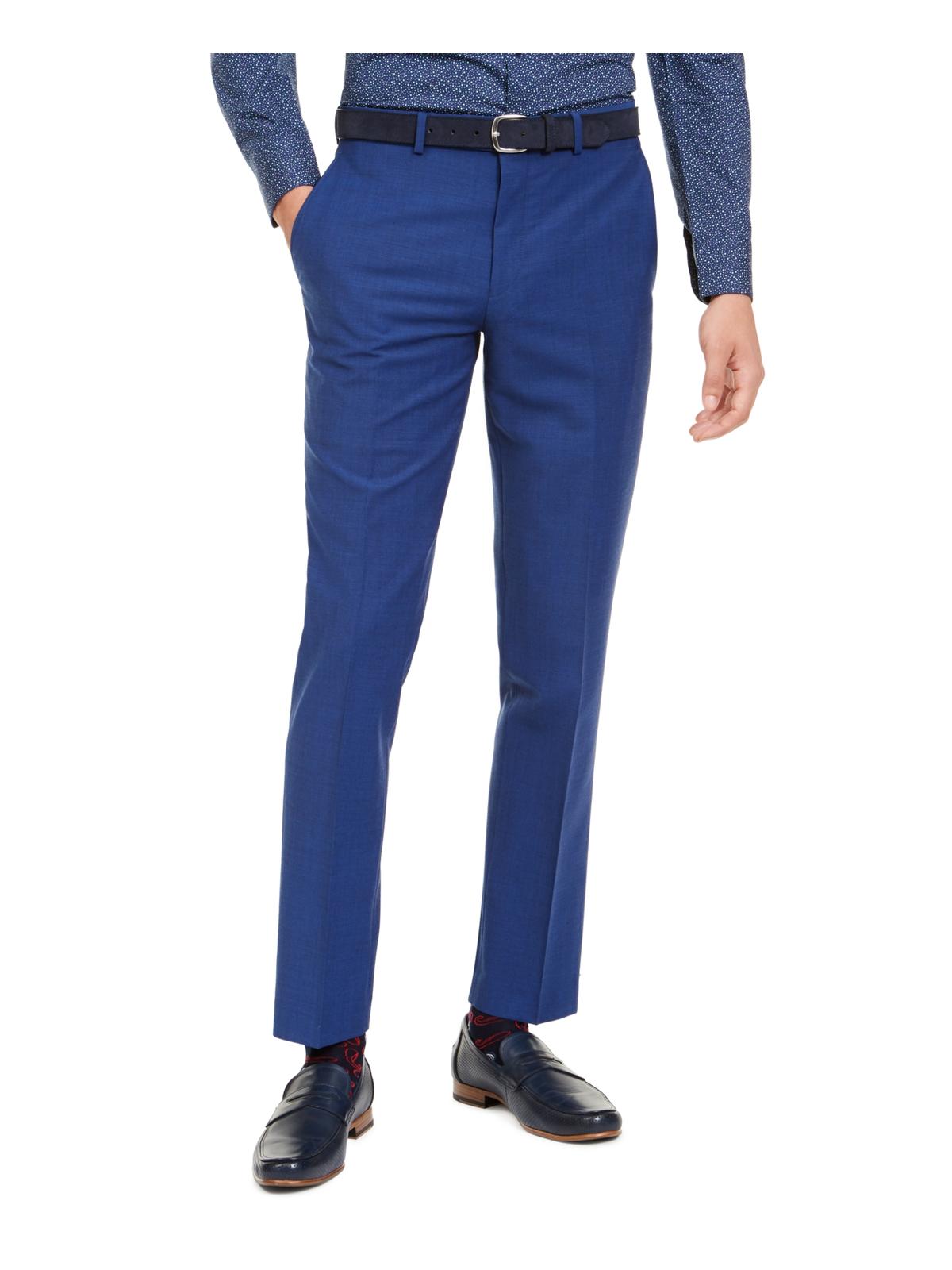 Calça social masculina Bar III de lã mista slim fit, azul, tamanho 30x32