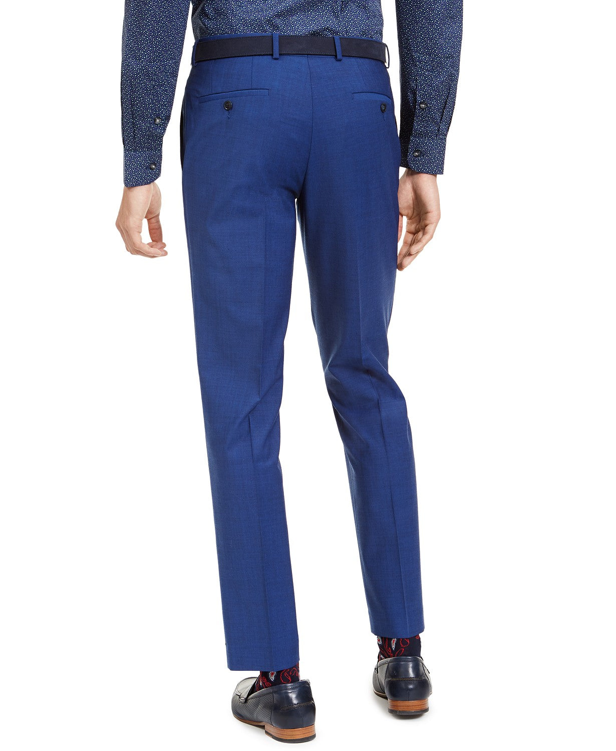 Calça social masculina Bar III de lã mista slim fit, azul, tamanho 30x32