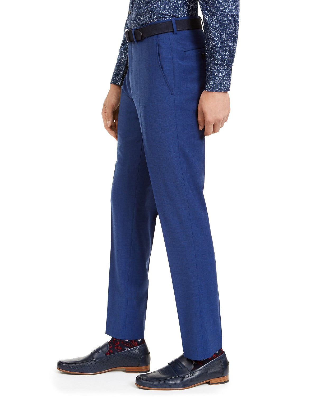 Calça social masculina Bar III de lã mista slim fit, azul, tamanho 30x32