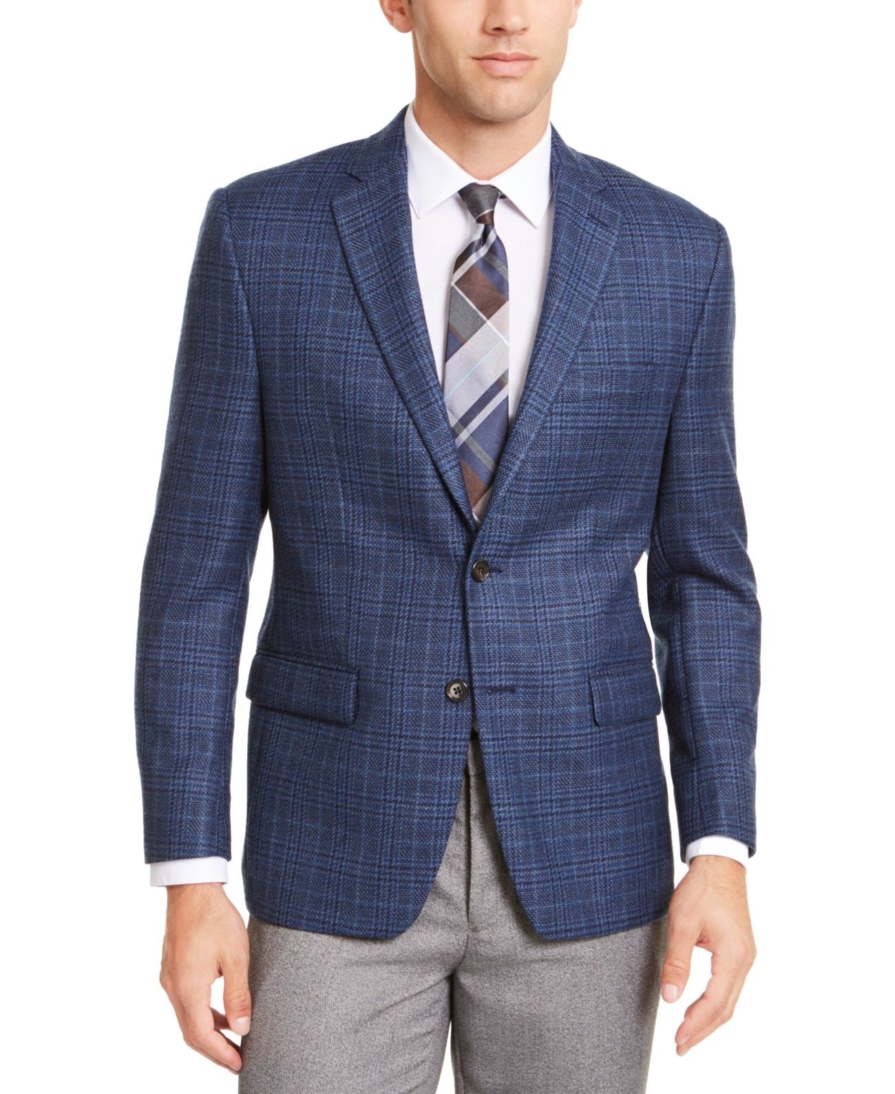 Blazer estampado Michael Kors masculino, corte moderno, azul, tamanho 44