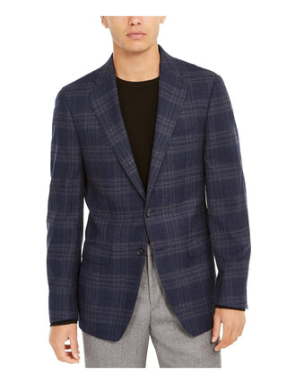 Calvin Klein Masculino Slim-Fit Windowpane Xadrez Casaco Esportivo de Lã Tamanho 38 CURTO