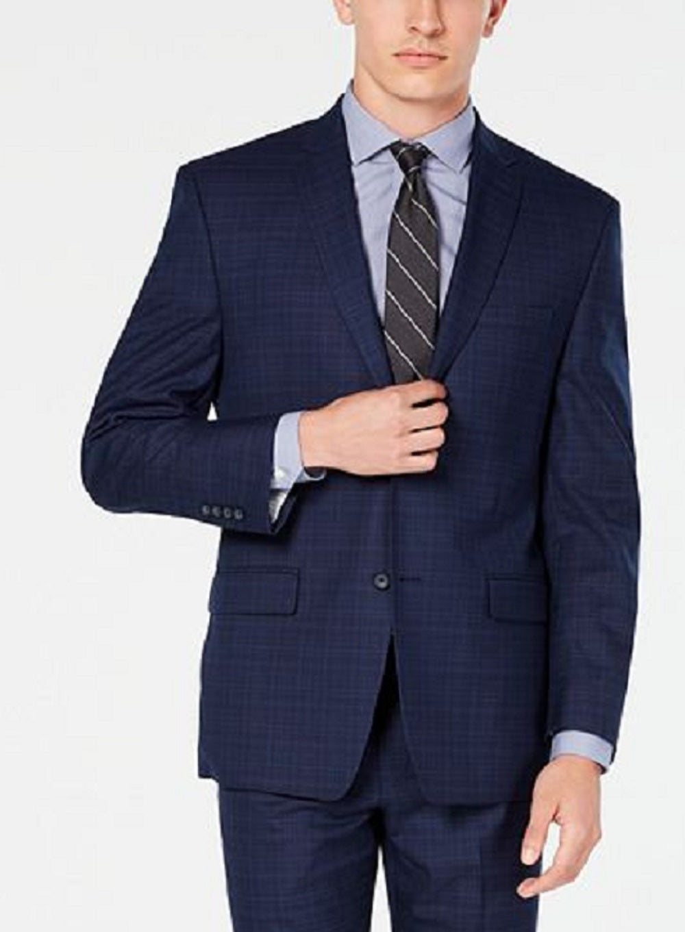 Terno xadrez masculino Marc New York Modern Fit azul tamanho 42