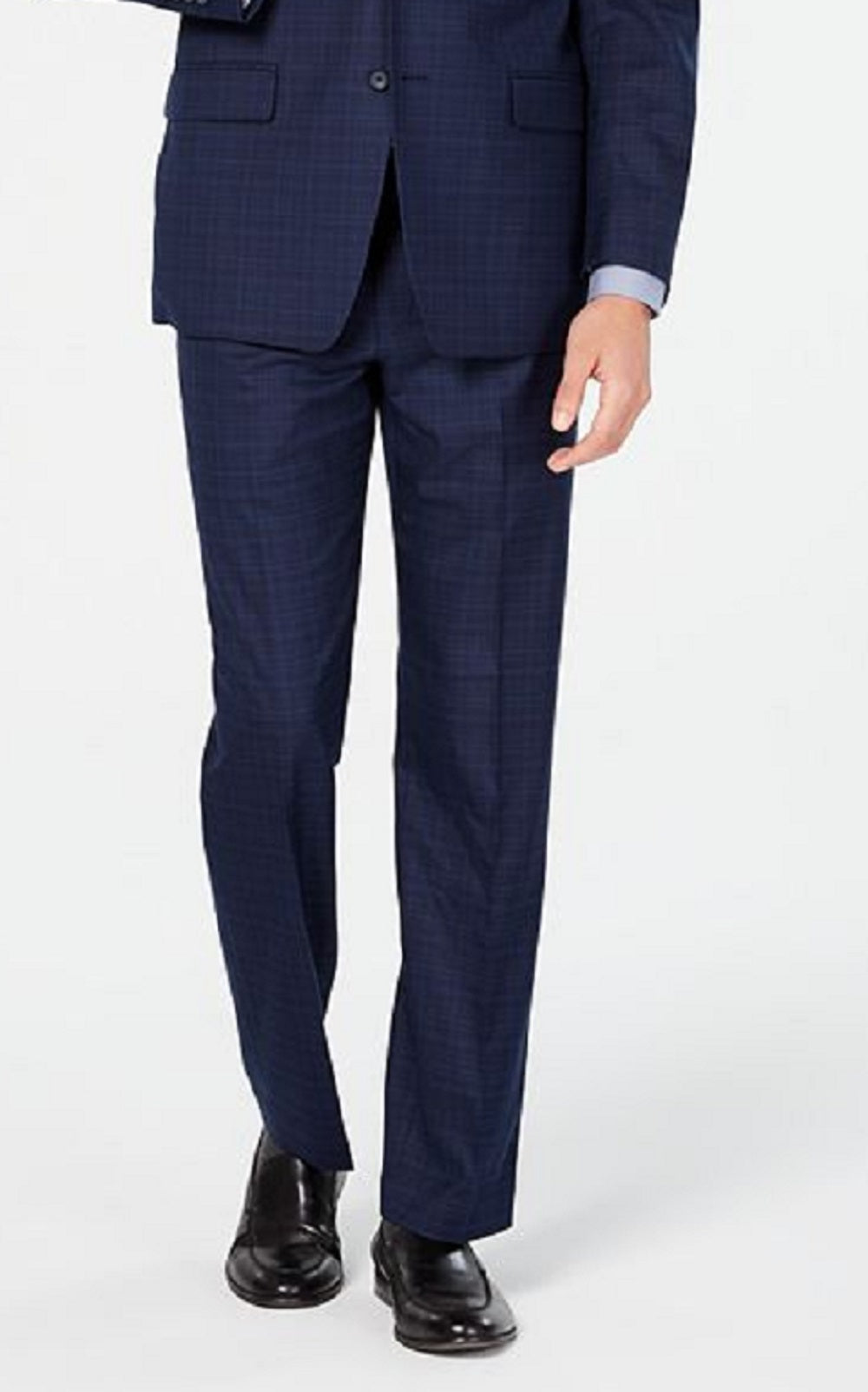 Terno xadrez masculino Marc New York Modern Fit azul tamanho 42