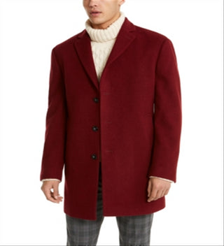 Calvin Klein Masculino Casaco de Lã com Botões e Abotoamento Simples Vermelho Tamanho 40