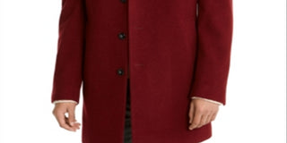 Calvin Klein Masculino Casaco de Lã com Botões e Abotoamento Simples Vermelho Tamanho 40