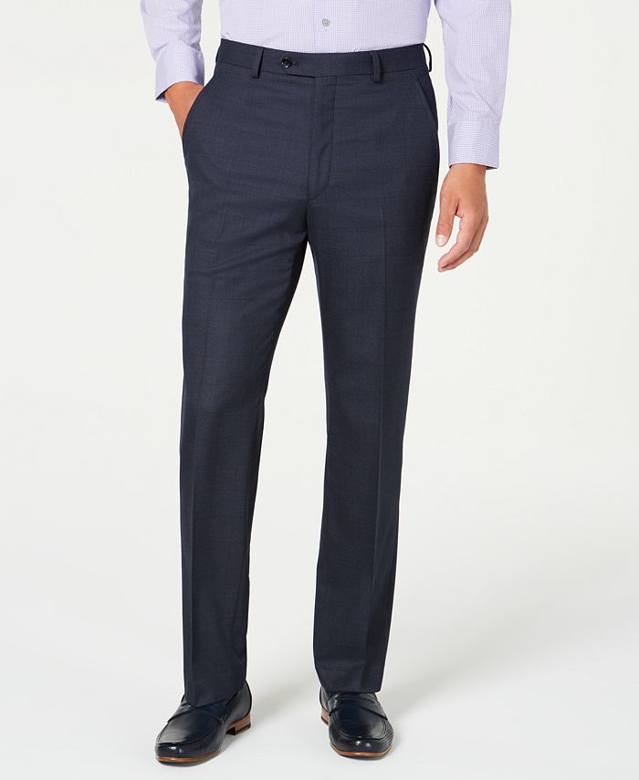 Calça elástica Alfani masculina com janela xadrez slim fit, azul, tamanho 32x32