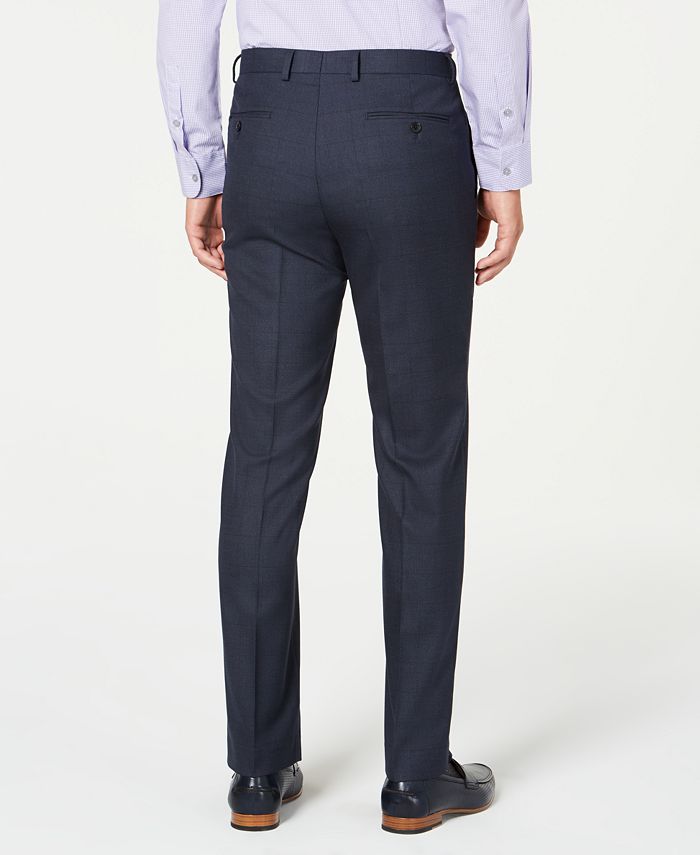 Calça elástica Alfani masculina com janela xadrez slim fit, azul, tamanho 32x32