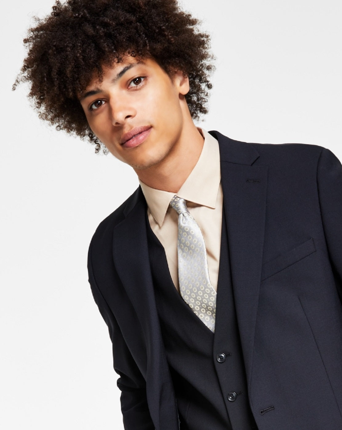 Bar III Jaqueta de lã slim fit masculina preta tamanho 42
