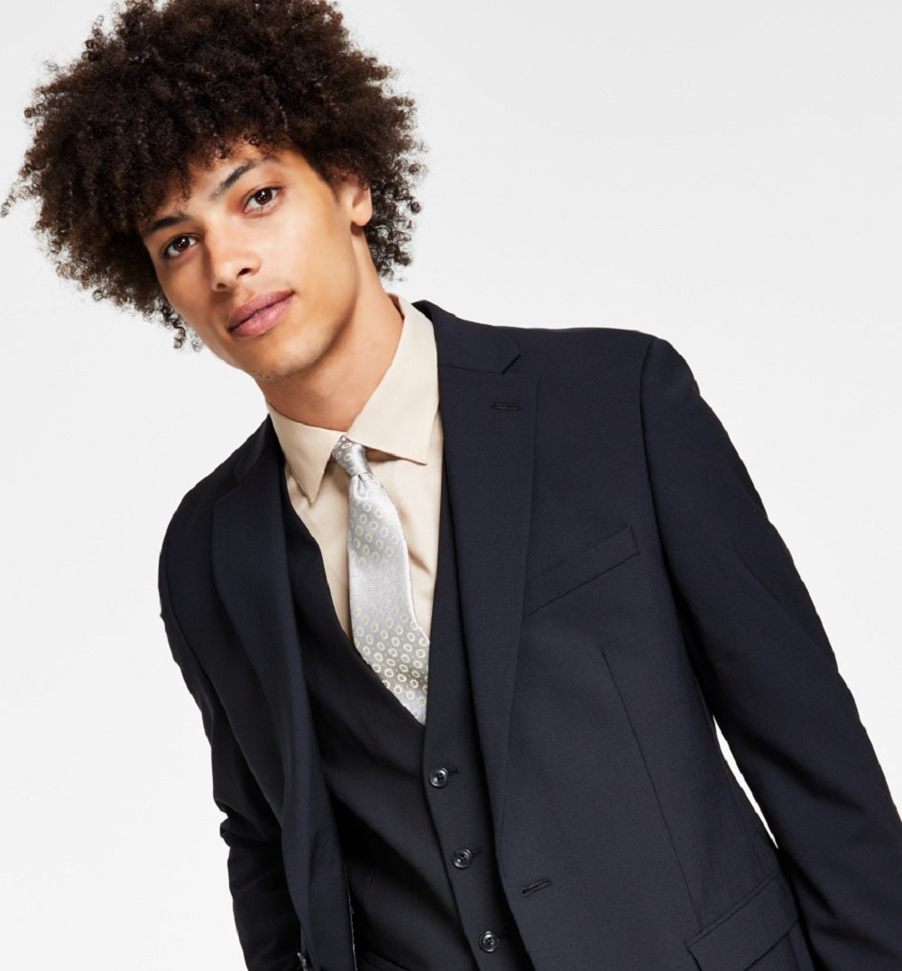 Bar III Jaqueta de lã slim fit masculina preta tamanho 42
