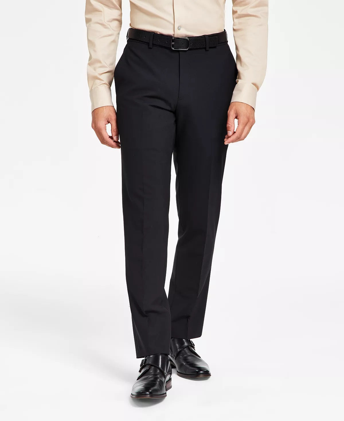 Calça de terno masculina de lã slim fit Bar III, preta, tamanho 33x32