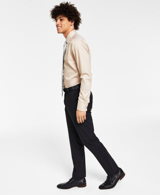 Calça de terno masculina de lã slim fit Bar III, preta, tamanho 33x32