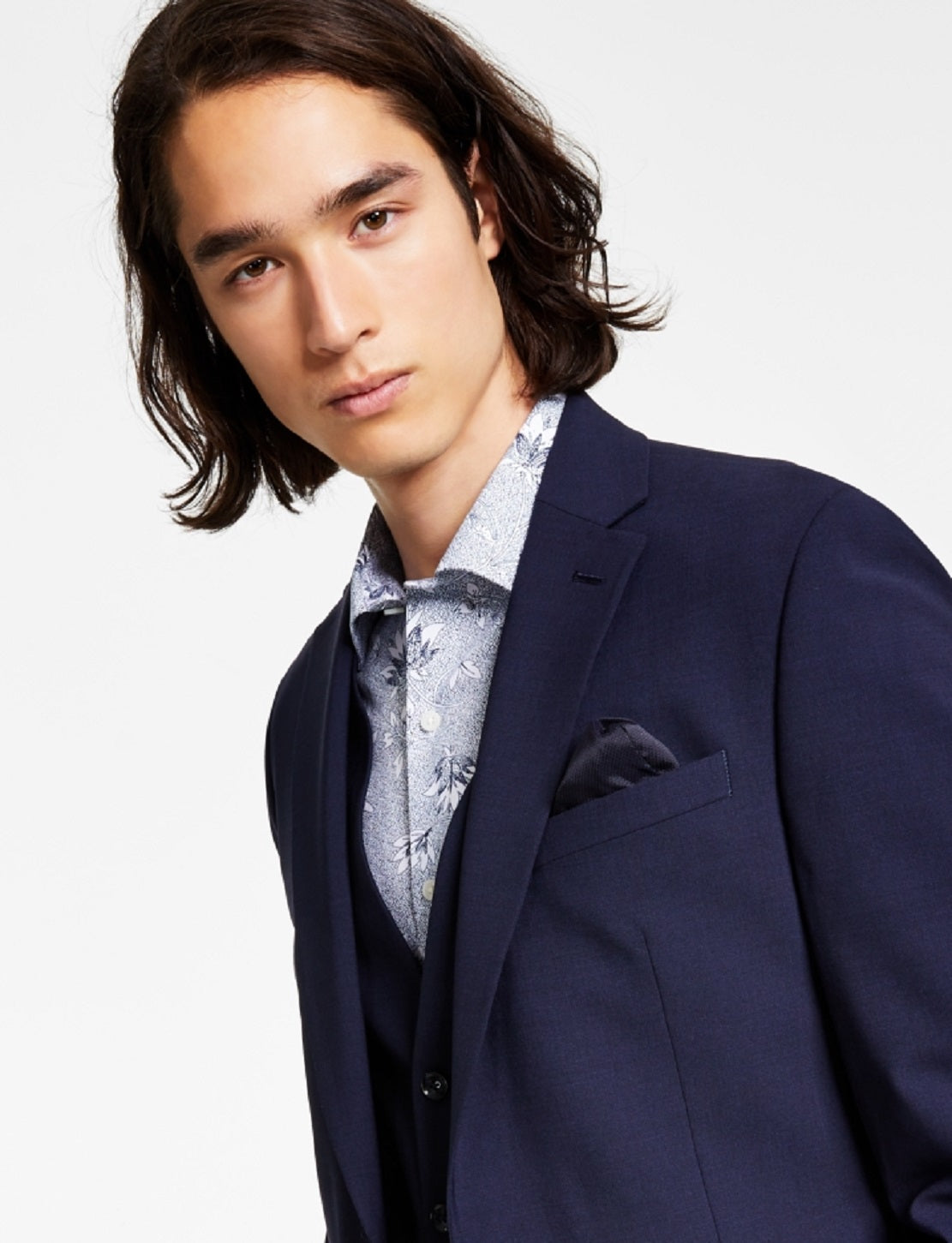 Bar III Jaqueta de lã slim fit masculina azul tamanho 38