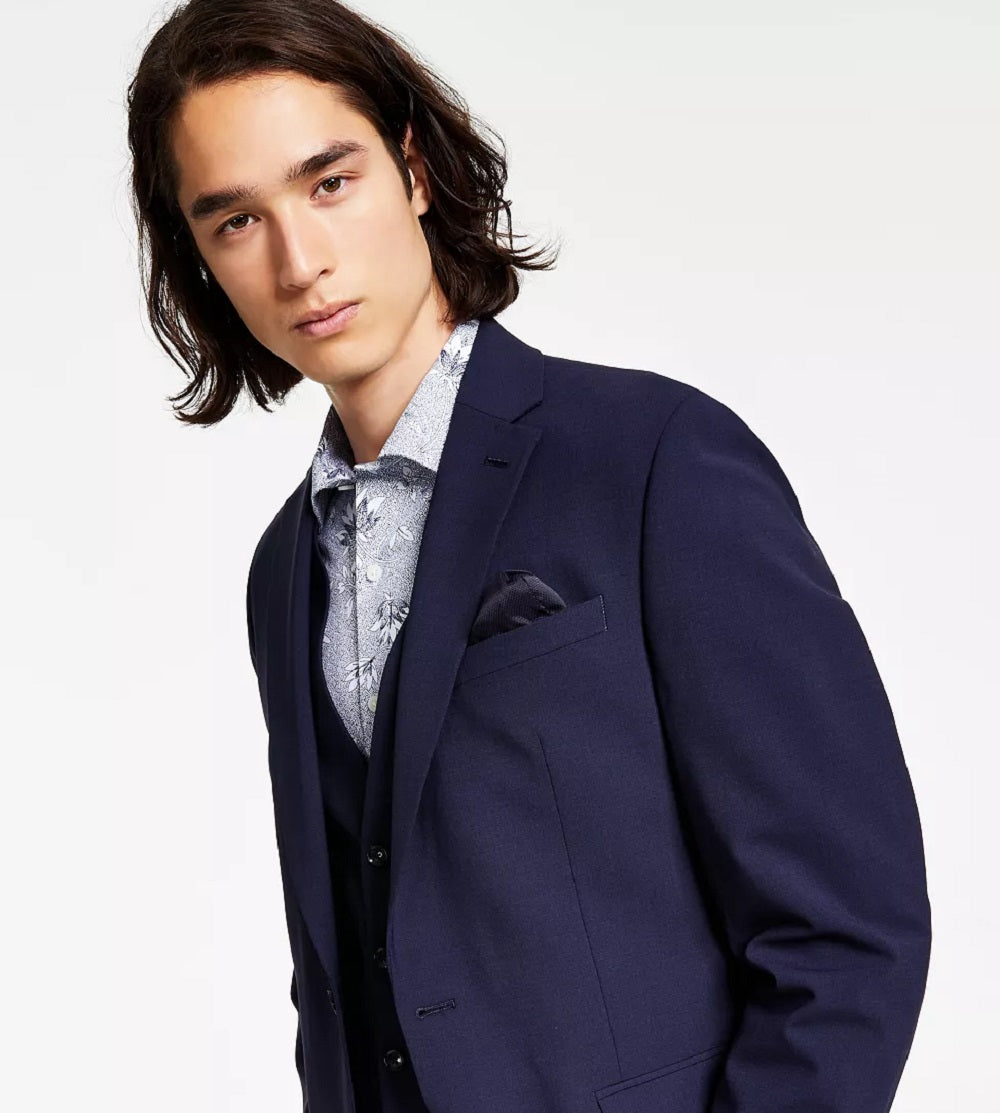 Bar III Jaqueta de lã slim fit masculina azul tamanho 40S